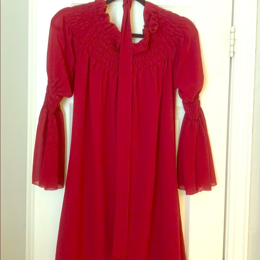 Red off shoulder ALine dress!